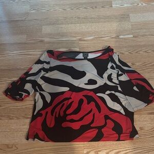 CLARA SUNWOO Red and Black Abstract Blouse